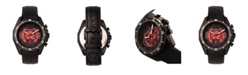 Morphic M66 Series, Skeleton Dial, Black Case, Black Leather Band Watch w/Day/Date, 45mm